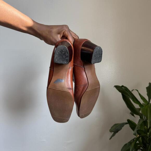 Rare Vintage 70s/80s Cognac Leather Faux Fur Lined Boots -Size 8 - Picture 6 of 8